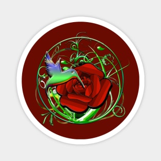 Rose & hummingbird Magnet